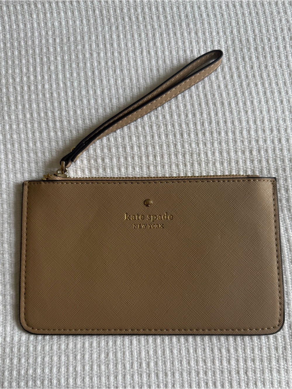 Kate Spade Beige Saffiano Leather Wristlet